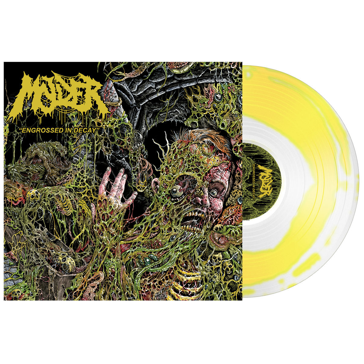 Molder - Engrossed In Decay on Bone White w/Yellow Swirl Vinyl